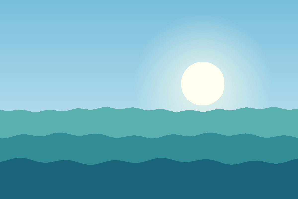 Illustration of the ocean at midday with gentle teal waves